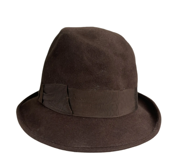 Cappello vintage da uomo di feltro marrone con nastro