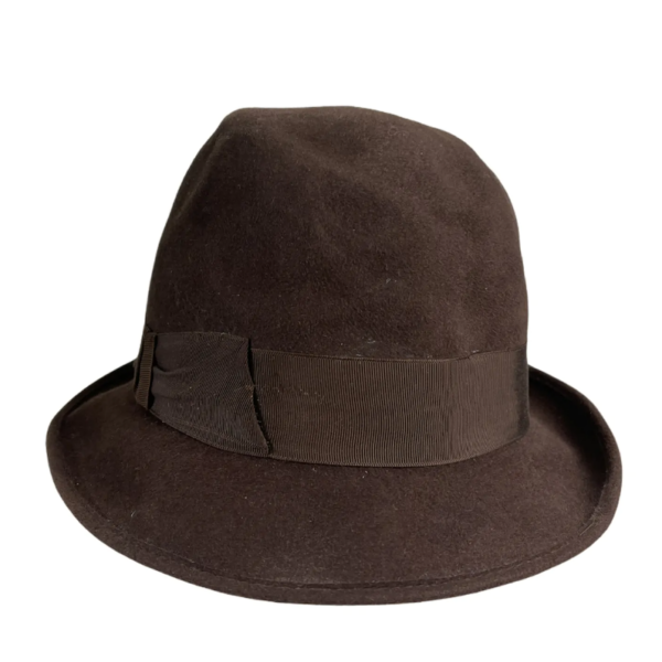 Cappello vintage da uomo di feltro marrone con nastro