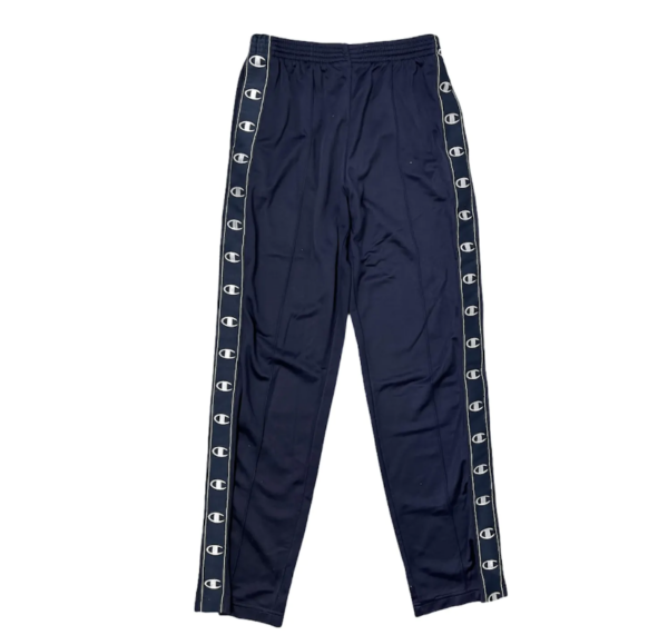 Pantaloni tuta Champion vintage da uomo blu scuro con strisce con logo ai lati