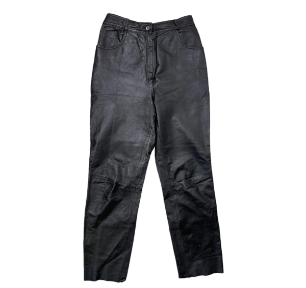 Pantaloni di pelle vintage neri da uomo