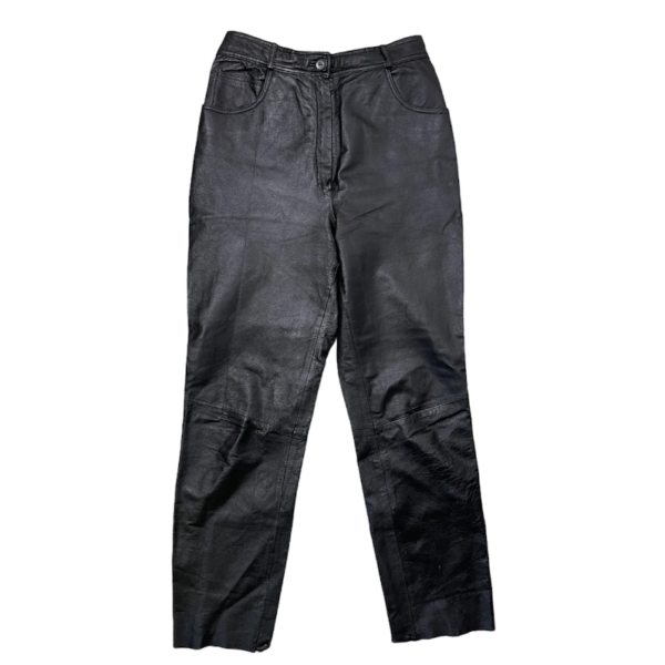 Pantaloni di pelle vintage neri da uomo