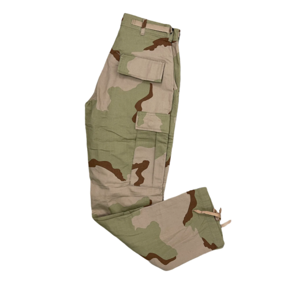 Pantaloni militari vintage con fantasia mimetica begie verde militare chiaro e marrone da uomo