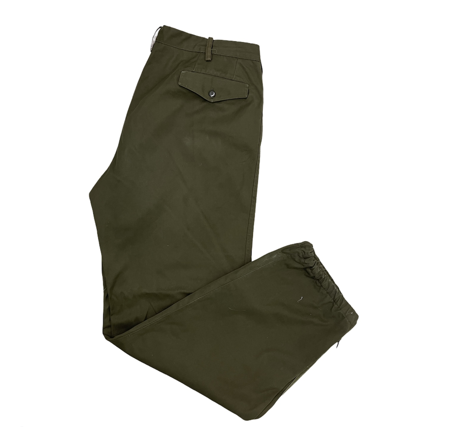 Pantaloni militari vintage verde oliva scuro da uomo
