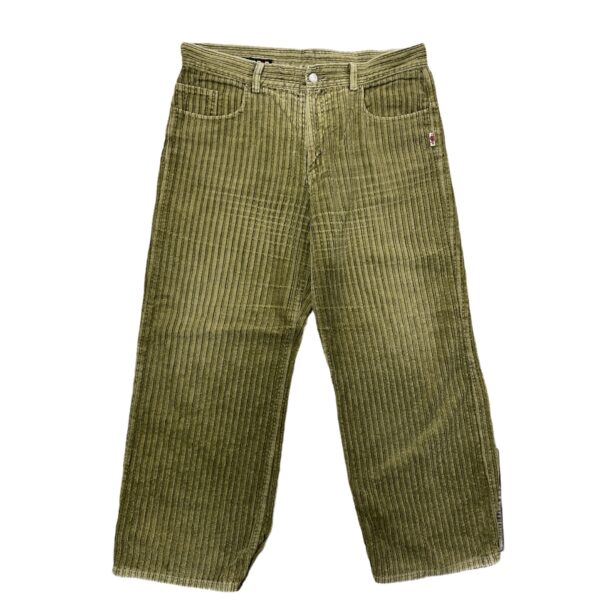 Pantalone di velluto vintage a costine verde palude