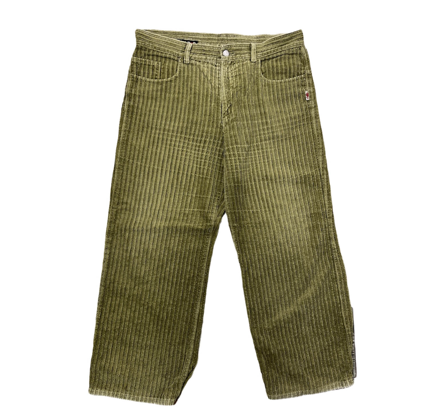 Pantalone di velluto vintage a costine verde palude