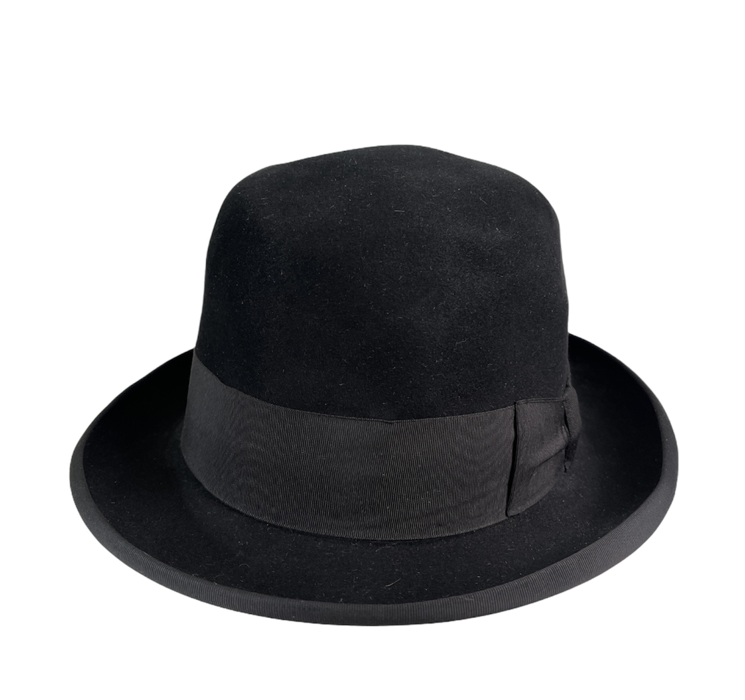 Cappello vintage da uomo di feltro nero con nastro