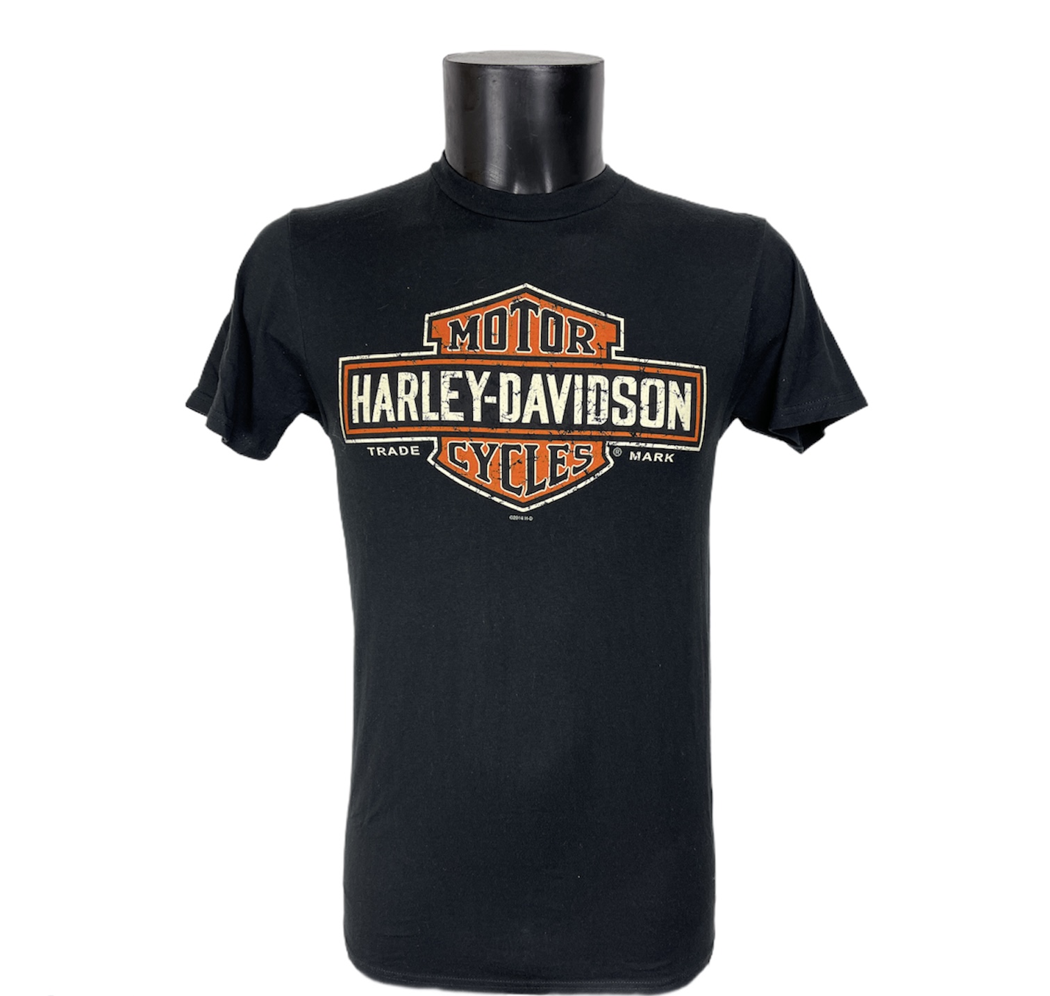Maglietta a maniche corte Harley Davidson nera con logo bianco nero e arancione