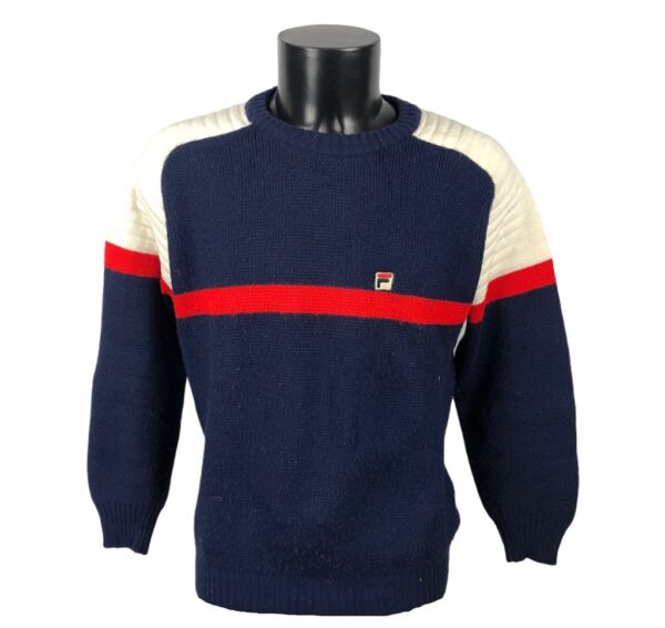 Maglione Fila vintage blu bianco e rosso da uomo