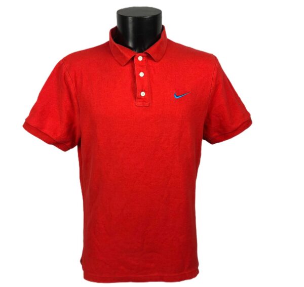 Polo Nike vintage da uomo rossa con bottoni bianchi