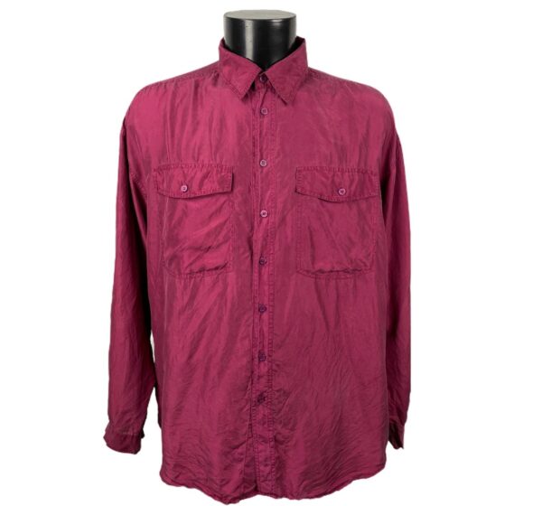 Camicia di seta vintage fucsia da uomo