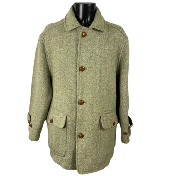 Cappotto vintage in lana begie con bottoni marroni da uomo