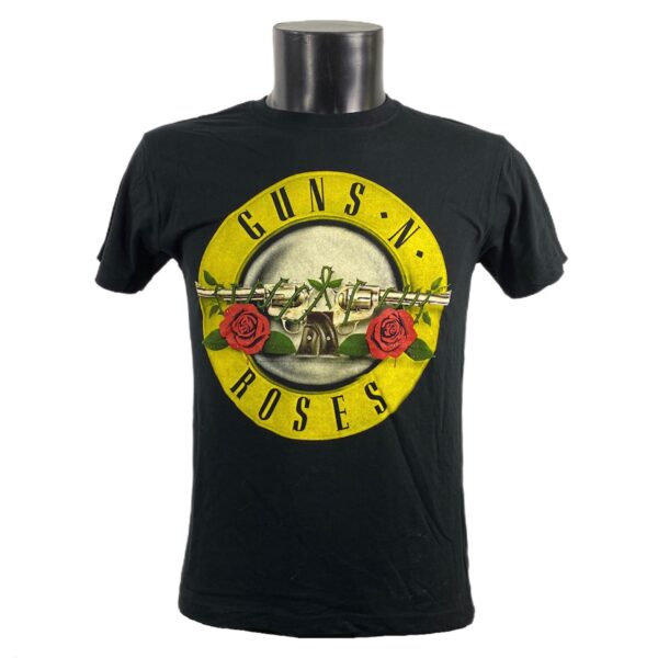 T-shirt vintage nera con stampa del gruppo musicale Guns 'n' Roses