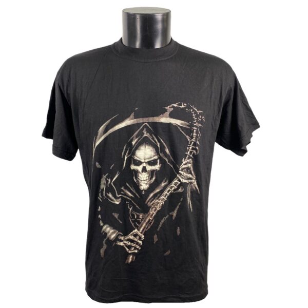 T-shirt vintage nera con stampa heavy metal